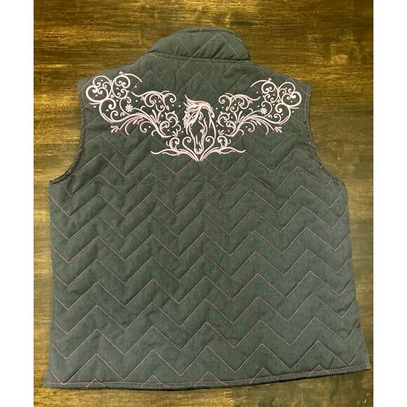 Cowgirl Hardware Brown Pink Embroidered Quilted Vest Girls Size L 10/12 NWT $50 - Picture 5 of 5
